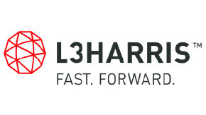L3Harris logo with a red geometric globe icon to the left and the text “L3HARRIS” in bold black letters and “FAST. FORWARD.” in smaller gray letters below.